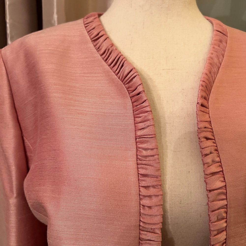 NWOT Kasper 3-Piece Skirt & Jacket & Top Suit Dusty Rose Pink Shantung Size 10 - Picture 6 of 8